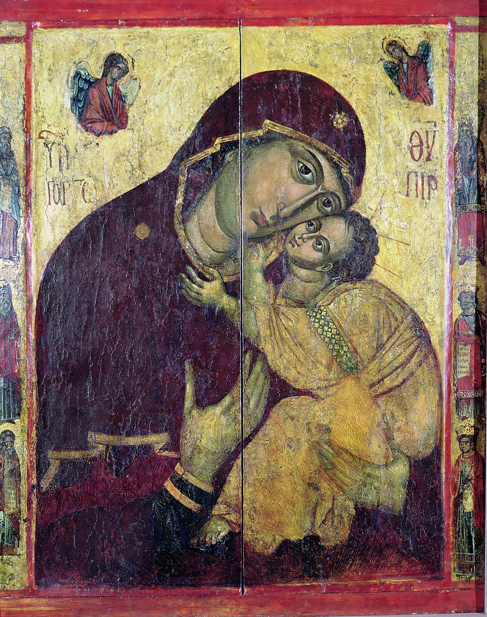 Bakire Eleousa, Nessebar, Bulgaristan, 13.-14. yüzyıl (panelde tempera) by Byzantine