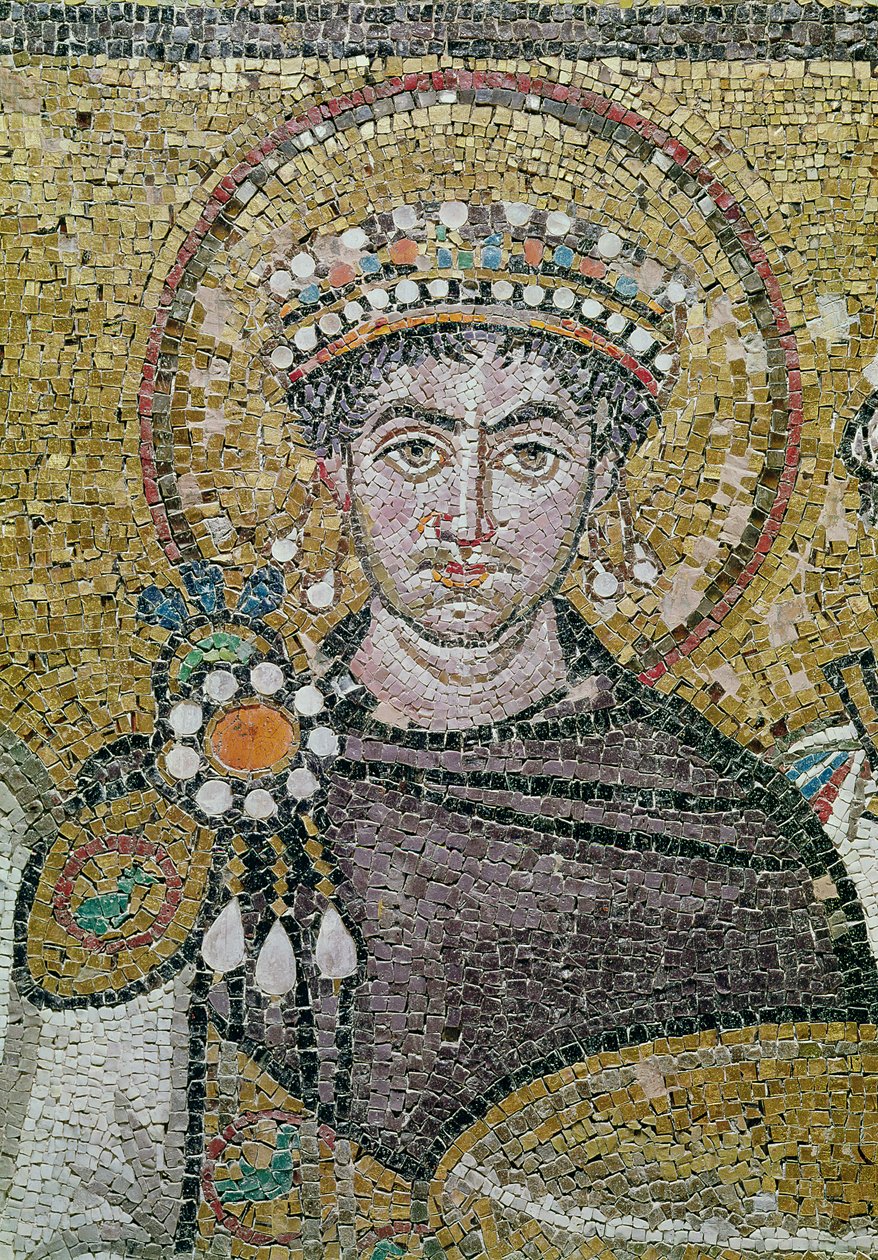 İmparator I. Justinian (483-565) c.547 AD (mozaik) (83451 detayı) by Byzantine School