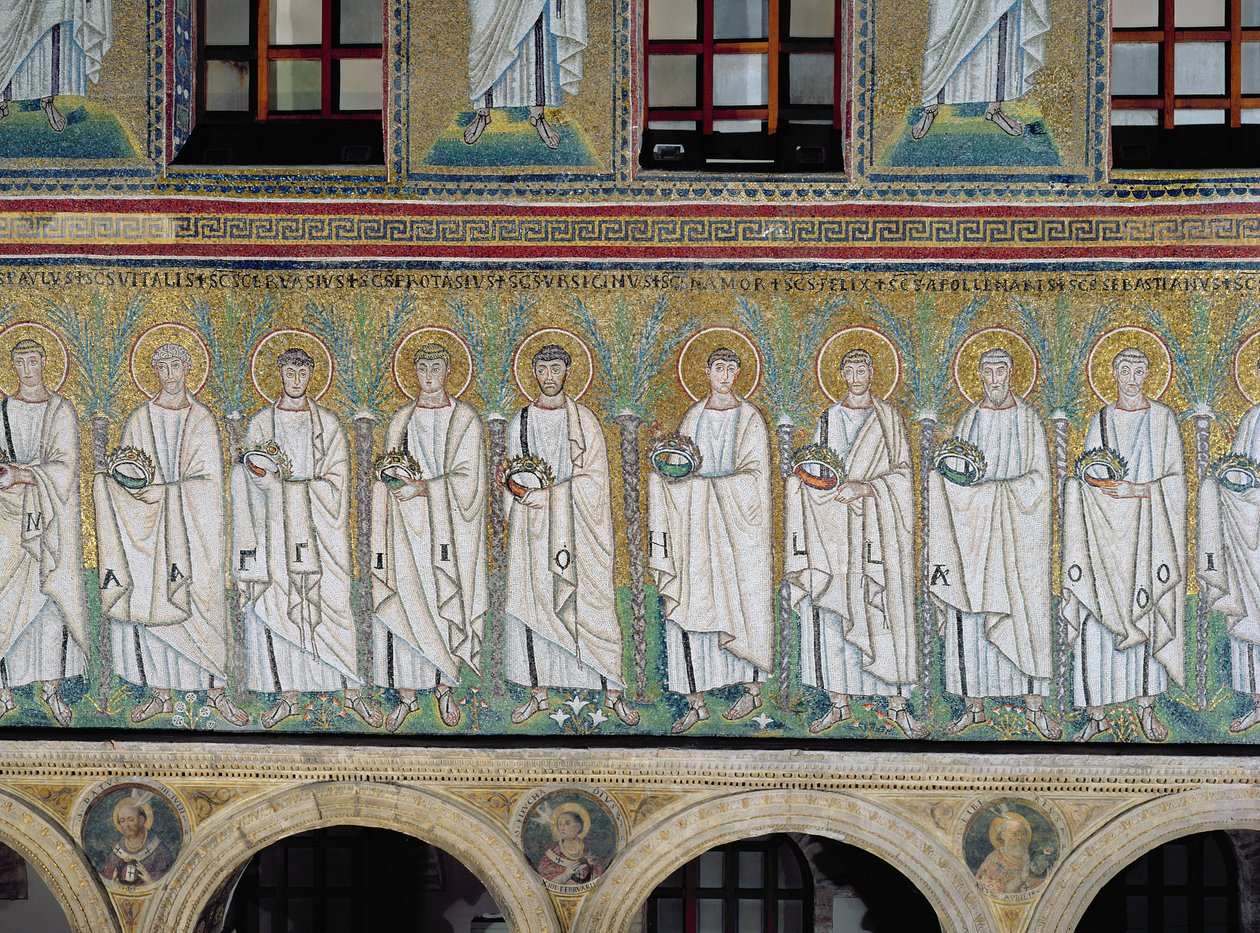 Azizler ve şehitler grubu (mozaik) by Byzantine School