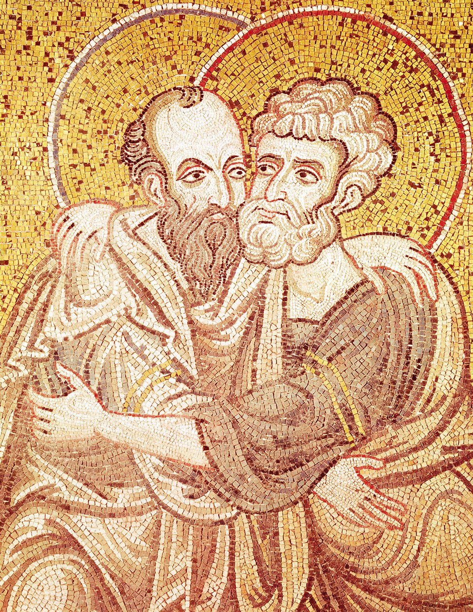SS. Peter ve Paul Kucaklayan (mozaik) by Byzantine School