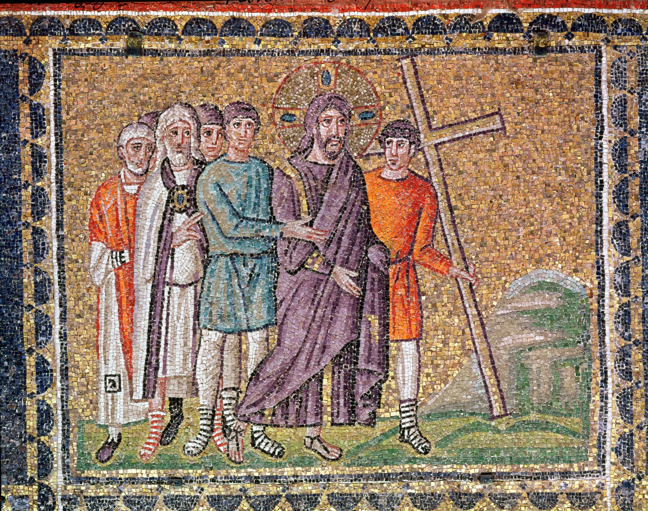 The Road to Calvary, Scenes from the Life of Christ (mosaic) by Byzantine School