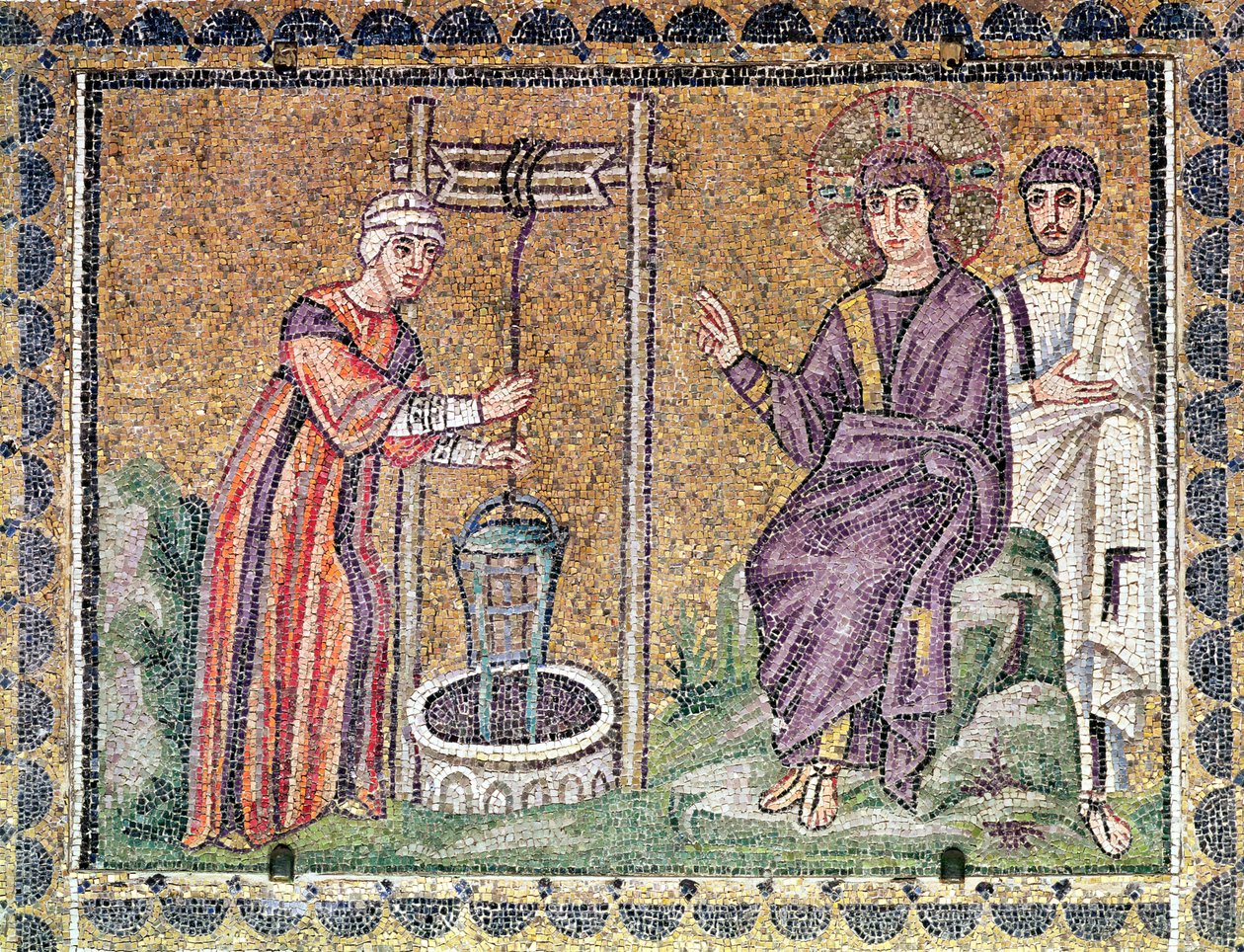 The Woman of Samaria at the Well, Scenes from the Life of Christ (mosaic) by Byzantine School