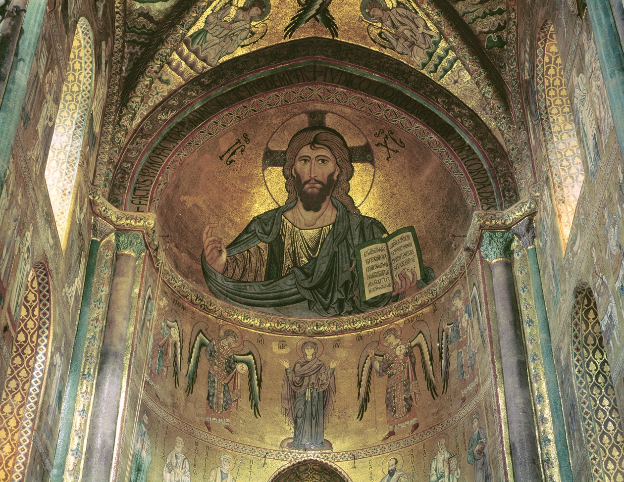 View of the apse depicting the Christ Pantocrator and the Virgin at Prayer Surrounded by Archangels, 1148 (mosaic) (see also 97197) by Byzantine School