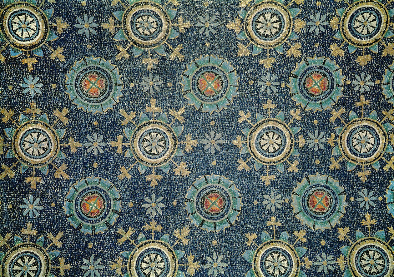 Tonoz mozaiğinden çiçek süslemenin detayı by Byzantine