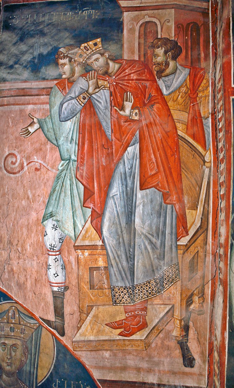 Diocletian (Diocletien, 244-311)- Peinture de Damiane (14. yüzyılda aktif) - 14. yüzyıl - Fresk - Aziz George Manastırı, Ubisi ©FineArtImages/Leemage by Byzantine