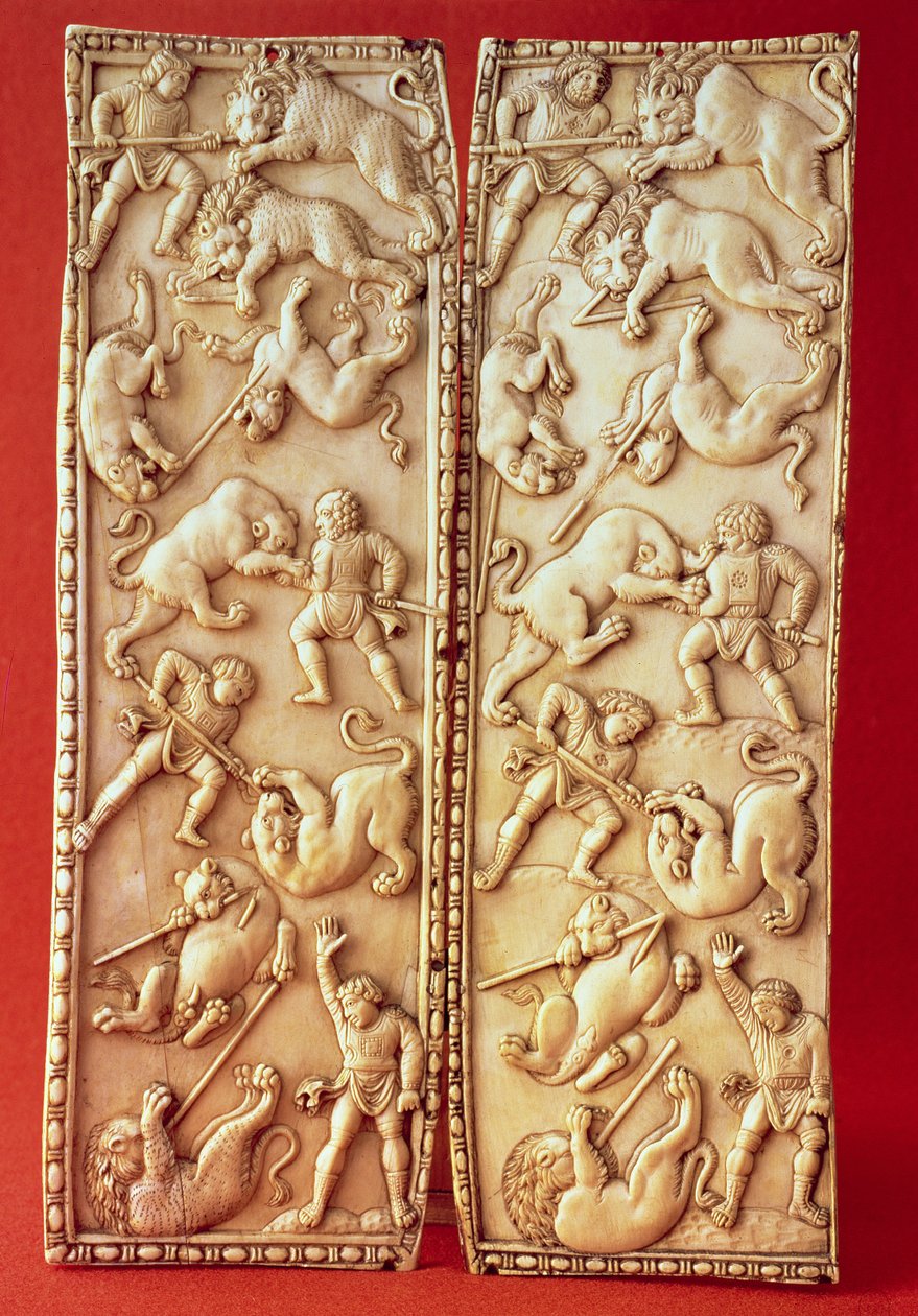İki Parçalı Aslan avı sahnesi by Byzantine