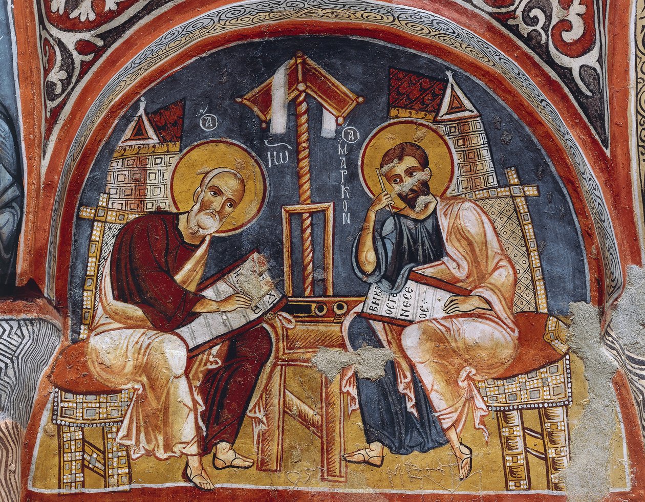 İncil yazarları Luke ve Matta İncilleri, Karanlık Kilise (Karanlık Kilise) (12.-13. yüzyıl), Göreme (Unesco Dünya Mirası Listesi) by Byzantine