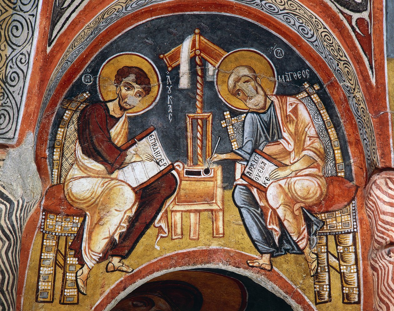 İncil yazarları Mark ve John, Karanlık Kilise (Karanlık Kilise) (12.-13. yüzyıl), Göreme (Unesco Dünya Mirası Listesi) by Byzantine