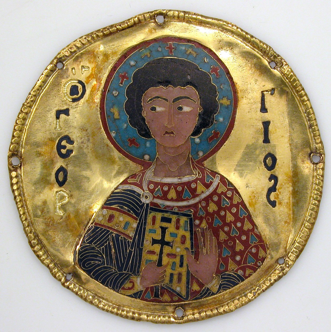 İkon Çerçevesinden Aziz George ile Madalyon, c.1100 (altın, gümüş ve emaye işi) by Byzantine