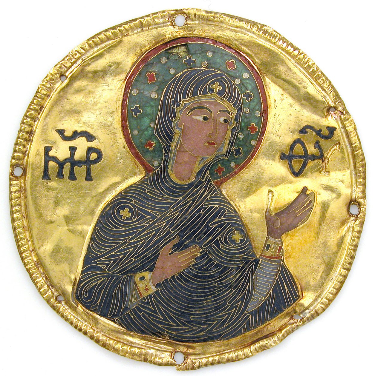 İkon Çerçevesinden Bakire Madalyon, c.1100 (altın, gümüş ve emaye işi emaye işi) by Byzantine