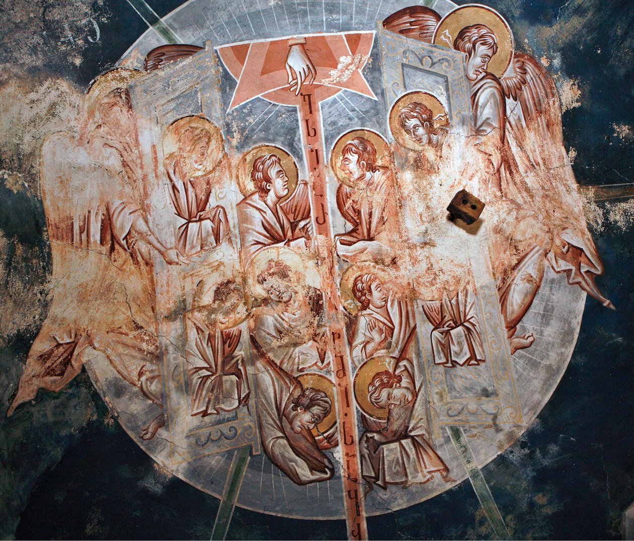Melekler - Peinture de Damiane (14. yüzyılda aktif) - 14. yüzyıl - Fresk - Aziz George Manastırı, Ubisi (Georgie) ©FineArtImages/Leemage by Byzantine