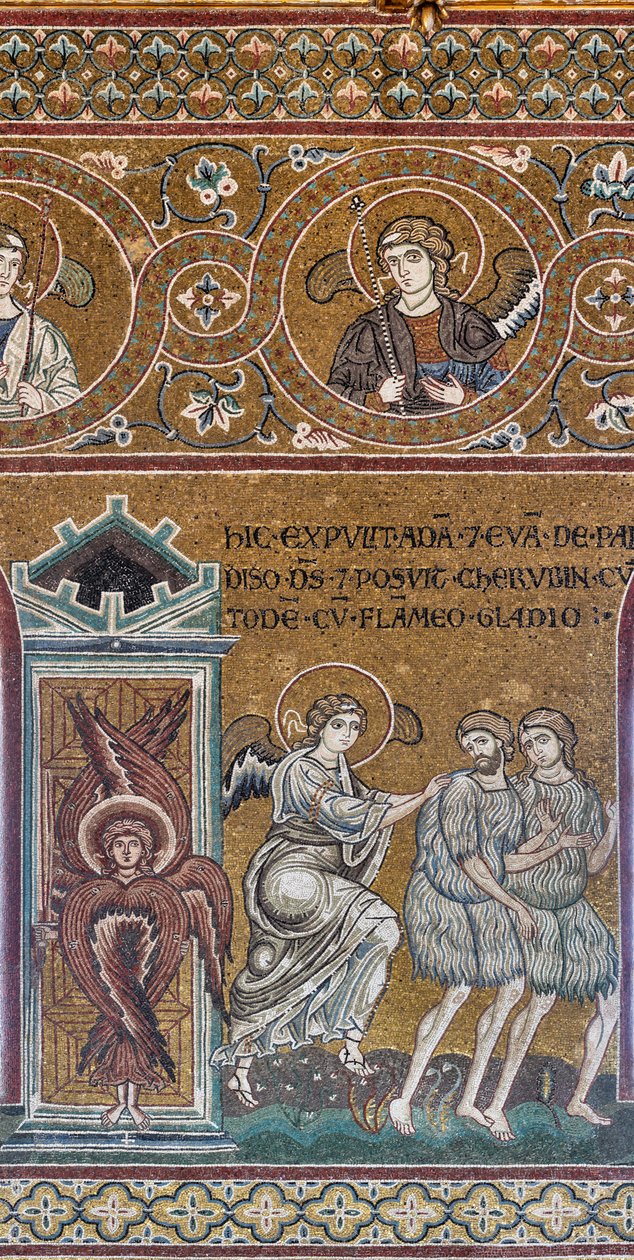 Dünyevi Cennetten kovulma, Bizans mozaiği, Eski Ahit Döngüsü-Dünya Cenneti, XII-XIII yüzyıl (mozaik) by Byzantine