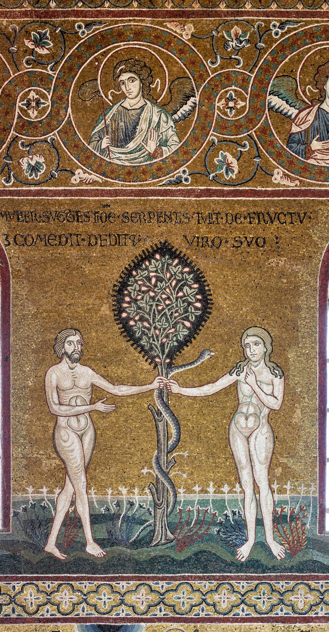 Orijinal günah, Bizans mozaiği, Eski Ahit döngüsü-Dünya Cenneti, XII-XIII sn (mozaik) by Byzantine