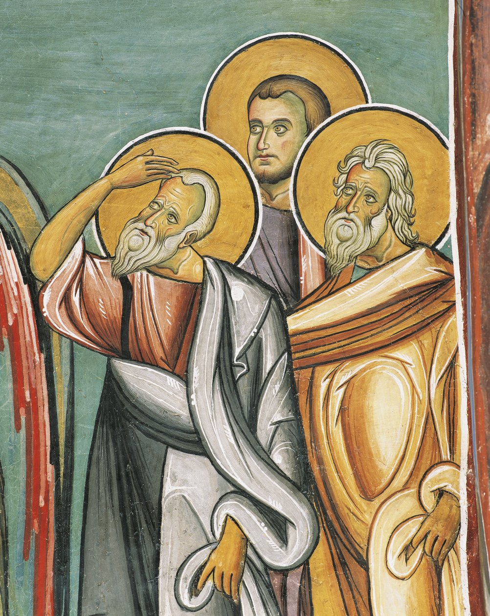 Bir kilisede üç kişi, Panagia tou Araka, Bizans, Trodos Dağları, Kıbrıs by Byzantine
