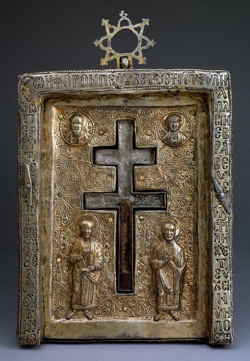 Yaldızlı gümüş staurothek Haç kutsal emaneti, Bizans, 12. yüzyıl by Byzantine Byzantine