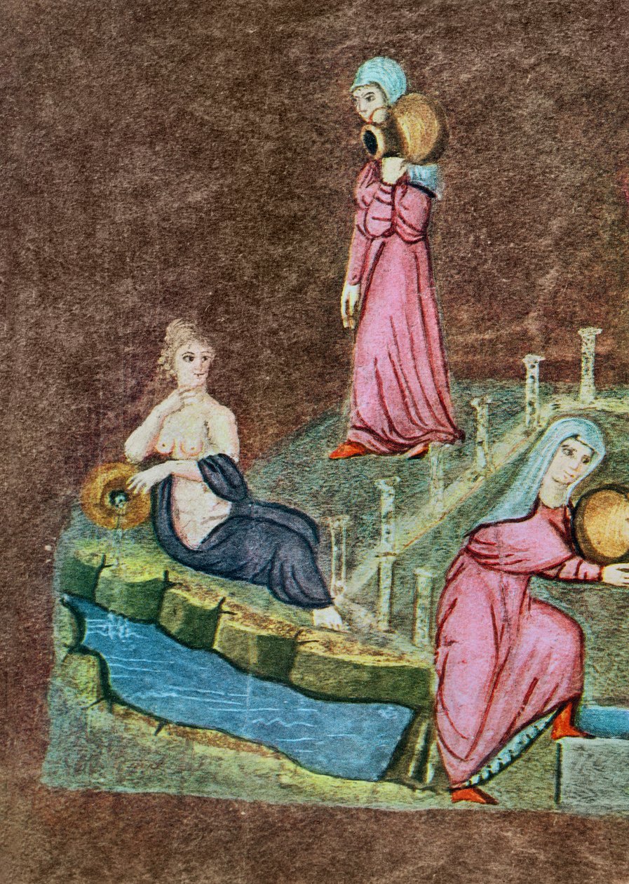Gr 31 f.7r Rebecca ve Eliezer kuyuda, Viyana Genesis