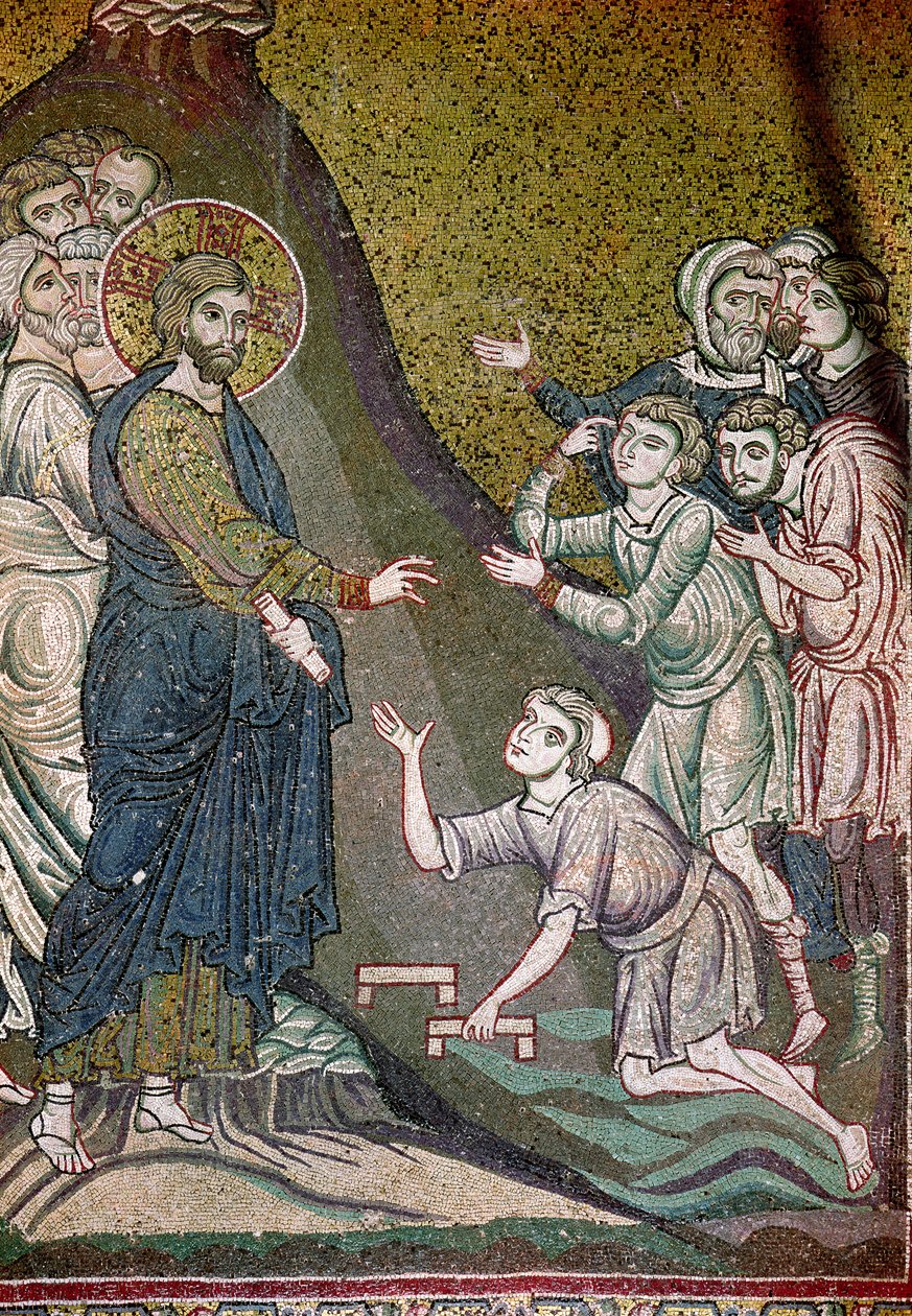 İsa Sakatları ve Körleri İyileştiriyor (mozaik) by Byzantine School