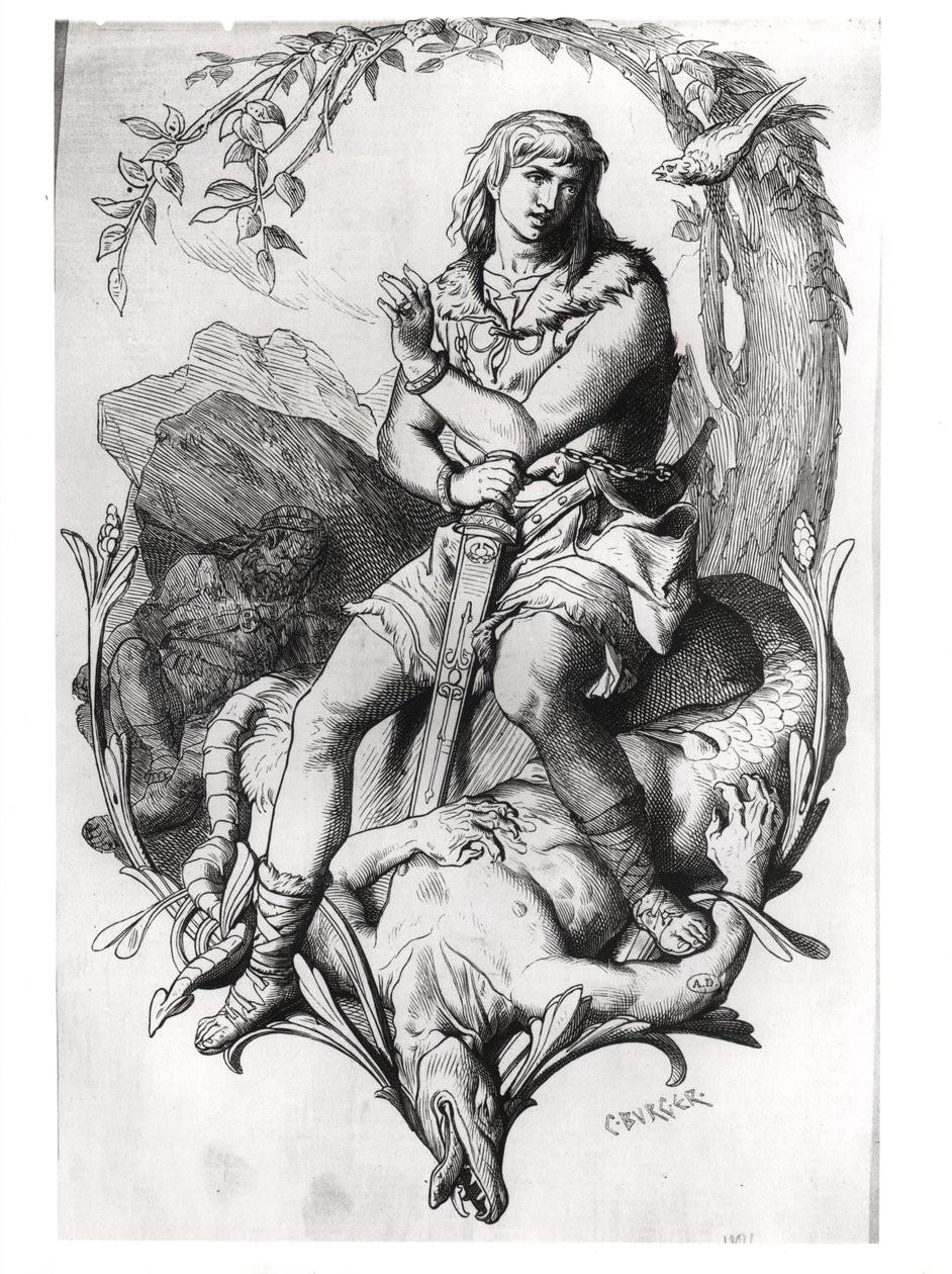 Siegfried ve Ejderha Sihirli Kuş ile by C. Burger