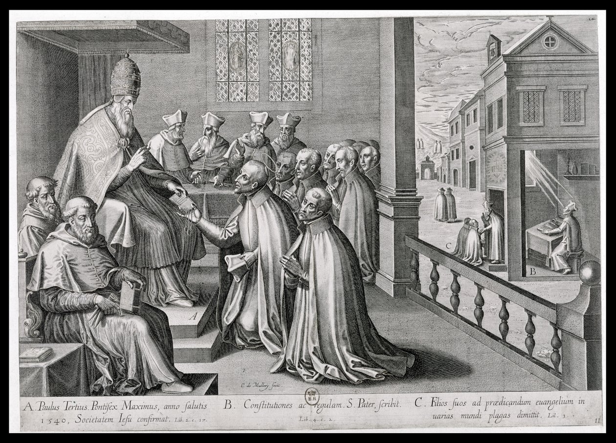 Pope Paul III (1468-1549) Receiving the Rule of the Society of Jesus, 1540  by C. Malloy
