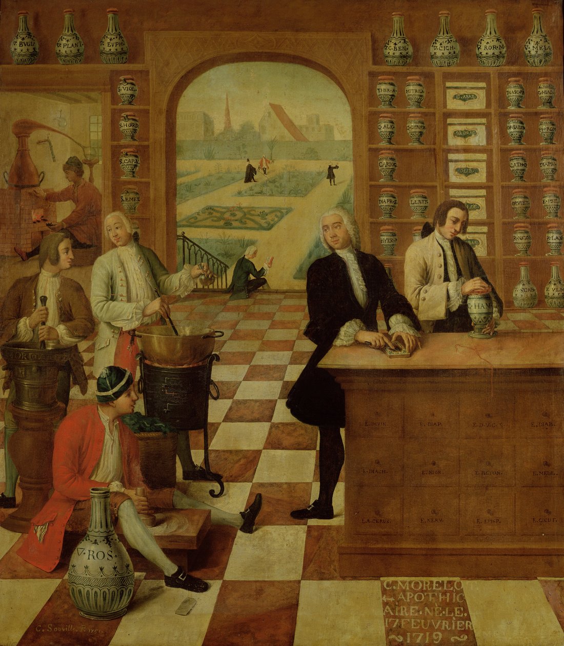 Eczacı C. Morelot (d.17 Şubat 1719) eczanesinde, 1751 by C. Souville