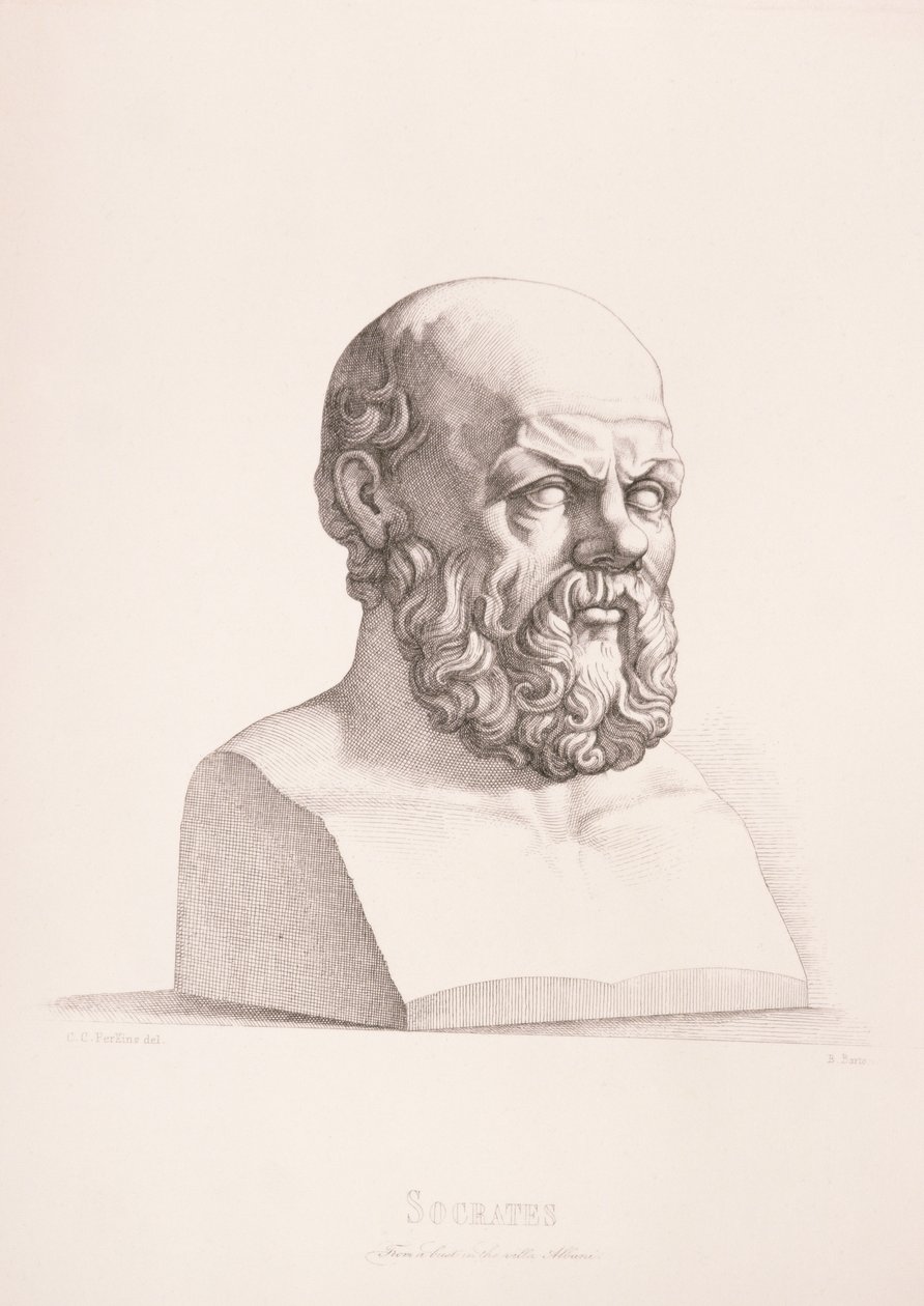 B.Barloccini tarafından kazınmış Sokrates portresi (MÖ 470-399), 1849 by C.C Perkins