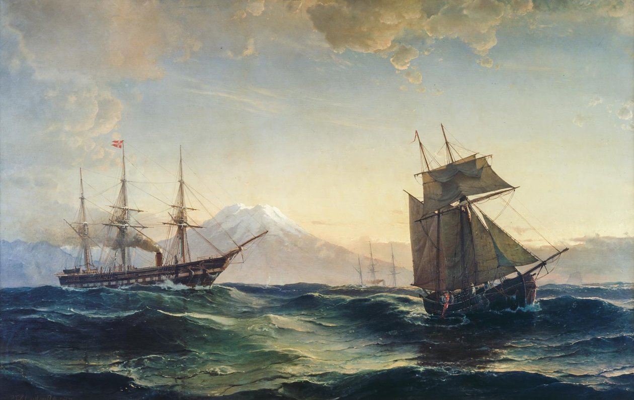 İzlanda kıyılarında gemiler by C.F. Sørensen
