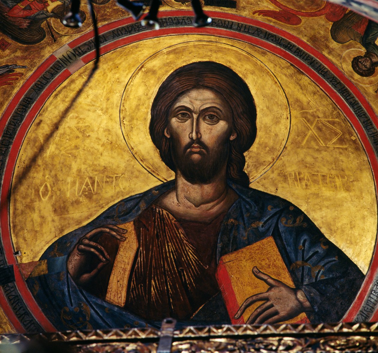 Blessing Christ, St John Theologian (Unesco Dünya Mirası Listesi) manastırının kubbesindeki fresk by J.B. and Brown J. Rowbotham