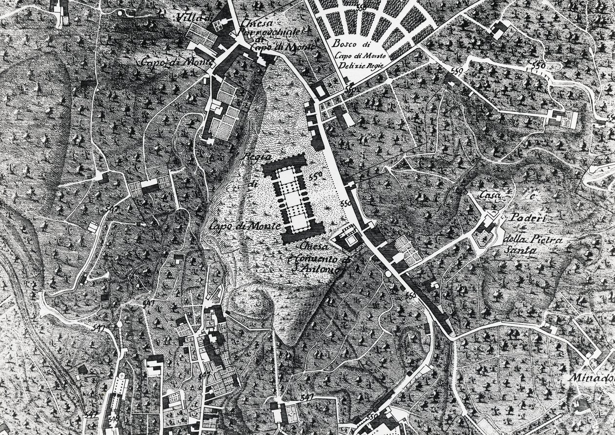 Capodimonte ile Napoli şehir haritası, Noja Dükü haritasından detay by J.B. and Brown J. Rowbotham