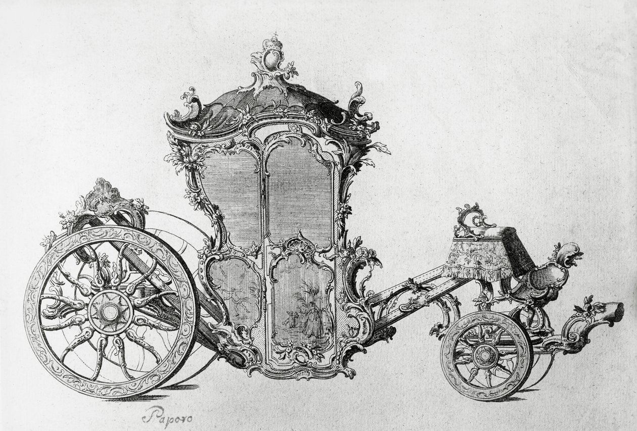 Rokoko taşıma için tasarım, gravür by J.B. and Brown J. Rowbotham