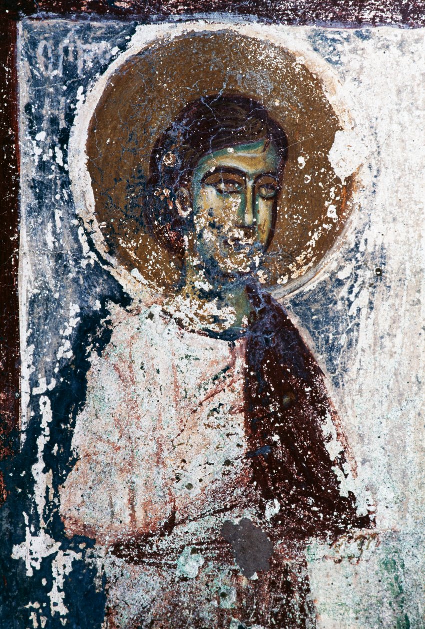 Aziz figürü, Taxiarhon kilisesinde fresk, Eski Pyli, Kos Adası, Yunanistan (fotoğraf) by J.B. and Brown J. Rowbotham