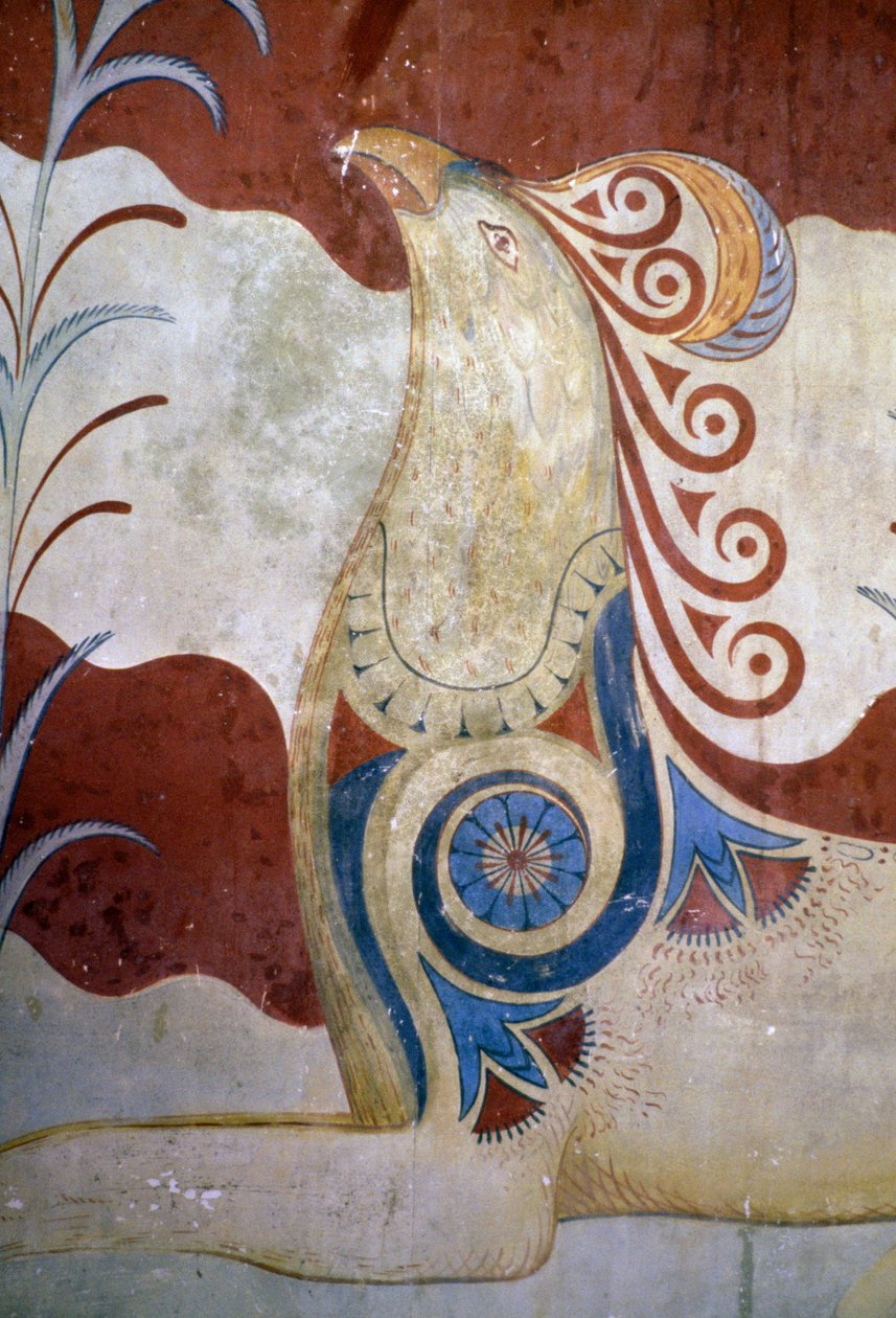 Griffin, Taht odasında fresk, Knossos Sarayı, Girit, Yunanistan, Minos uygarlığı by J.B. and Brown J. Rowbotham