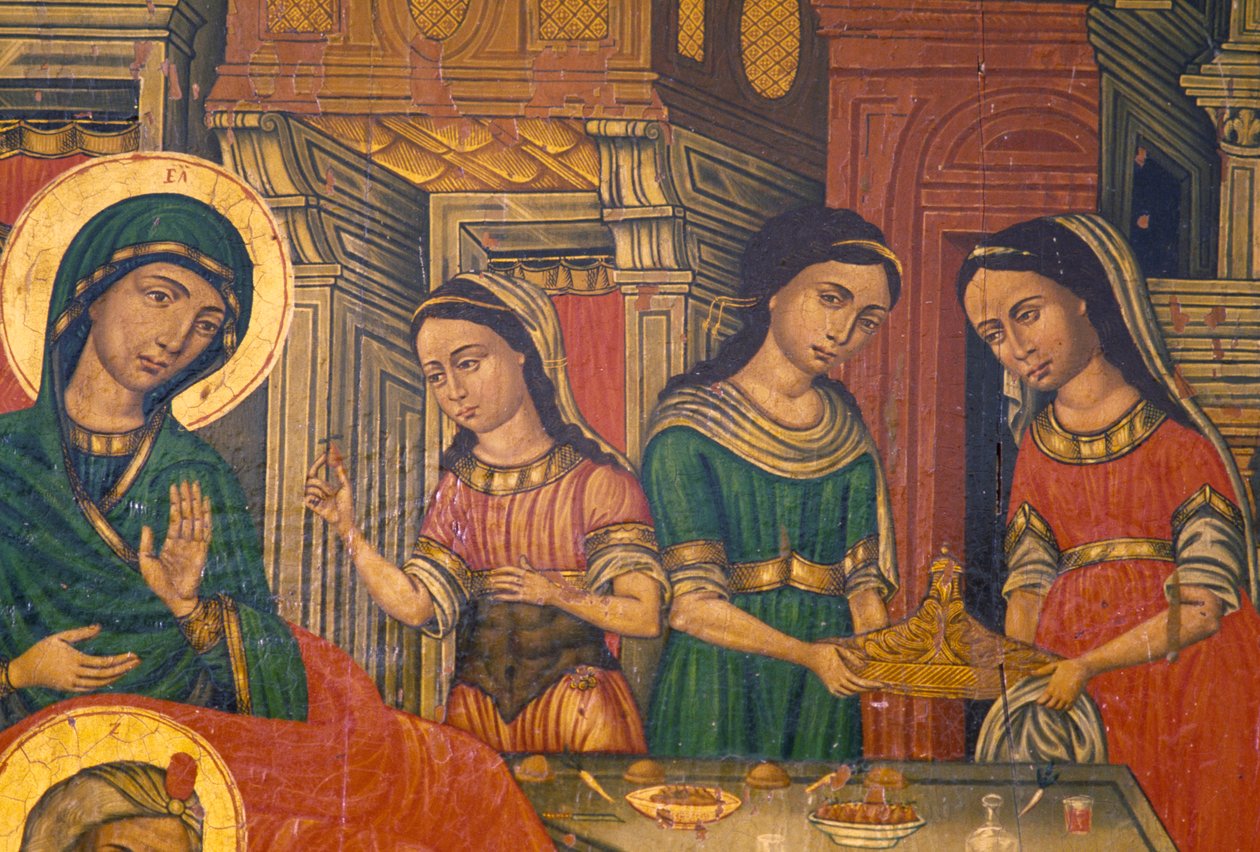 Madonna ve yiyecek taşıyan kadınlar, Arkadi, Girit, Yunanistan (fotoğraf) by J.B. and Brown J. Rowbotham