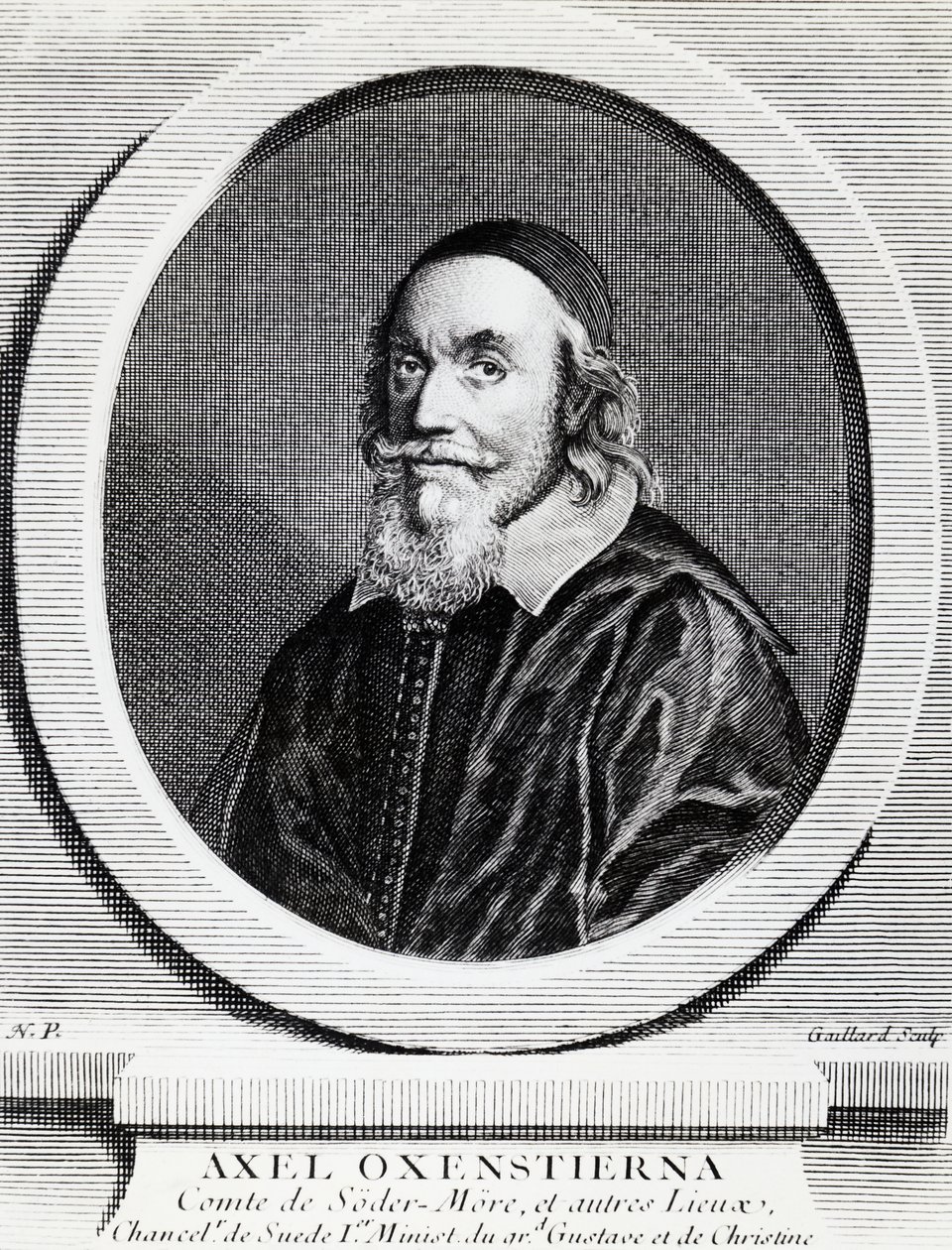 Axel Oxenstierna Gustafsson (1583-1654), İsveç Krallığı Şansölyesi portresi, gravür by J.B. and Brown J. Rowbotham