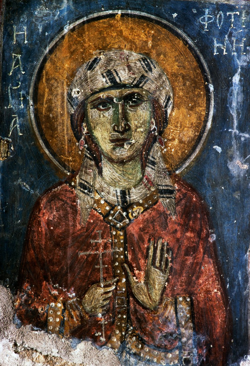 Aziz, Agios Georgios Sfakiotis Bizans kilisesinde fresk, Diavaide, Girit, Yunanistan (fotoğraf) by J.B. and Brown J. Rowbotham