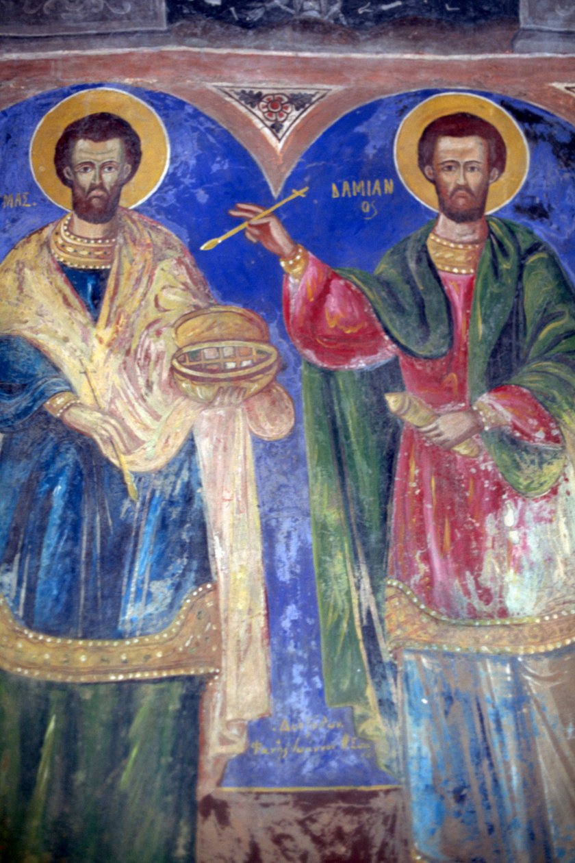 Aziz Cosmas ve Damian, Megalo Sotiris Manastırı, Simi Adası, Yunanistan (fotoğraf) by J.B. and Brown J. Rowbotham