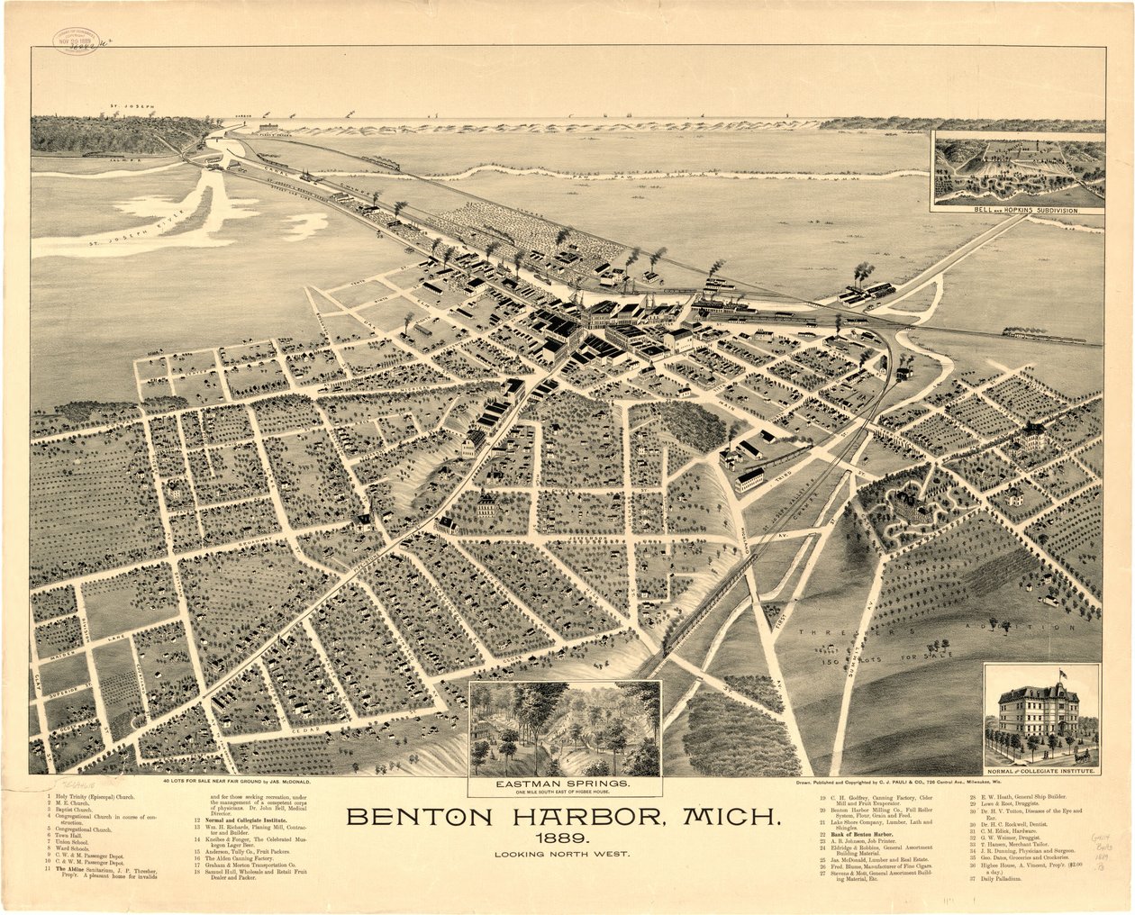 Benton Limanı, Mich. 1889. by C.J. Pauli and Co.
