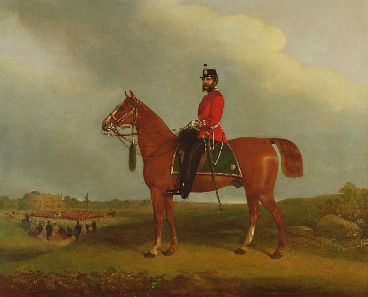 Bedford Hafif Piyade Milislerinin bir subayı, bir şarj cihazına monte edilmiş, 19. yüzyıl by C.P. Langley
