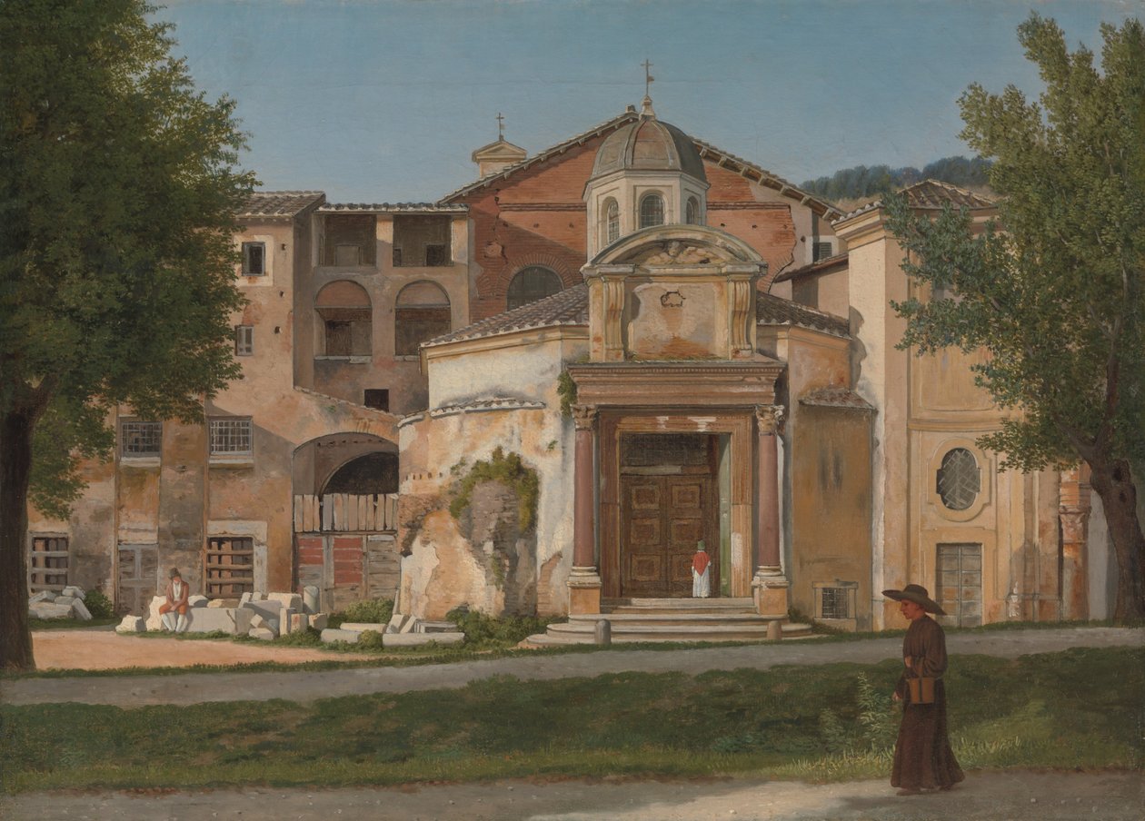 Via Sacra'nın bir bölümü, Roma, Azizler Kosmas ve Damian Kilisesi, yak. 1814-15. by Christoffer Wilhelm Eckersberg