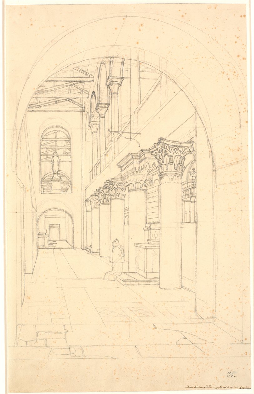Et parçaları i kirken S. Lorenzo fuori le Mura, Rom by Christoffer Wilhelm Eckersberg