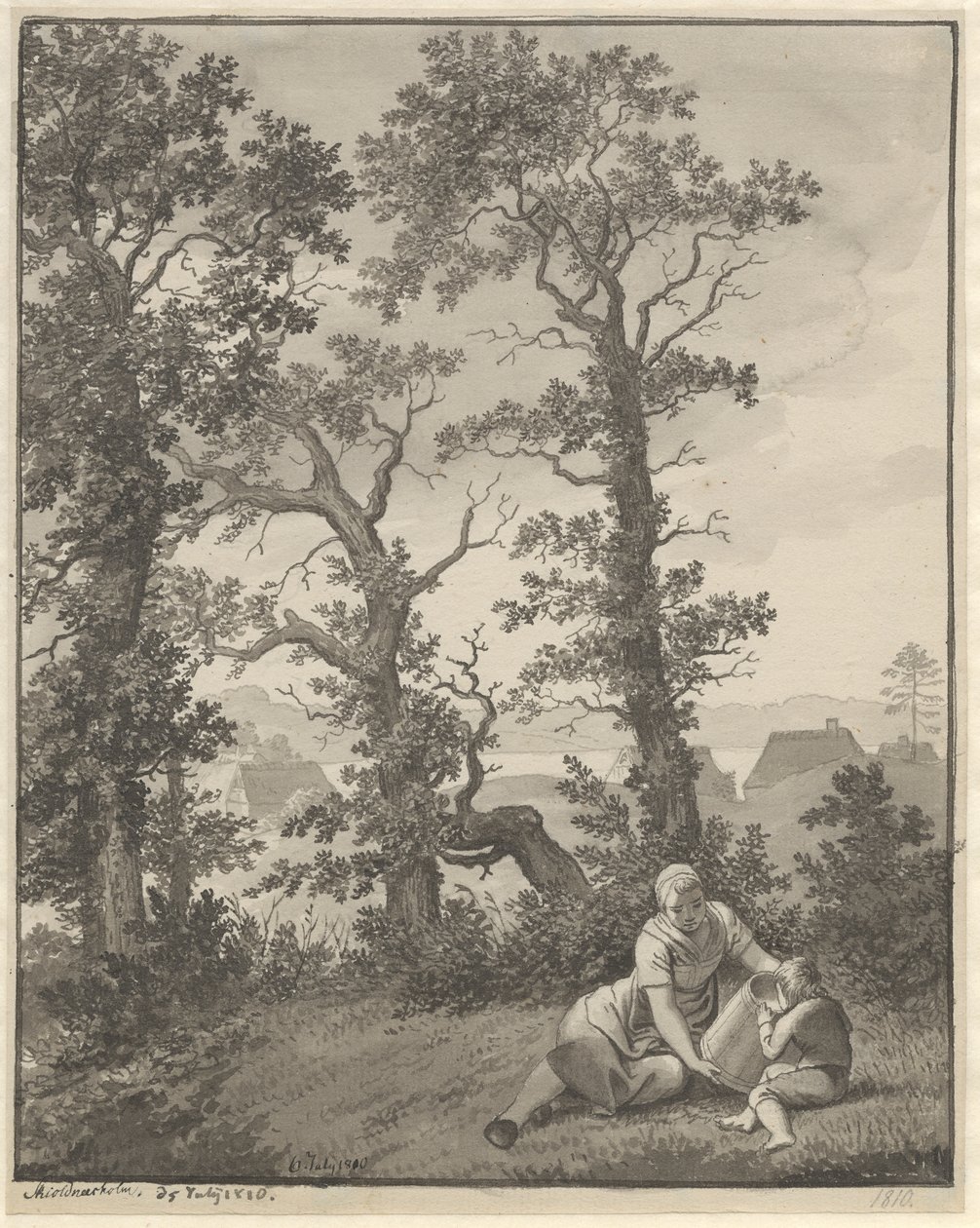 Skjoldnæsholm çevresindeki alandan by Christoffer Wilhelm Eckersberg