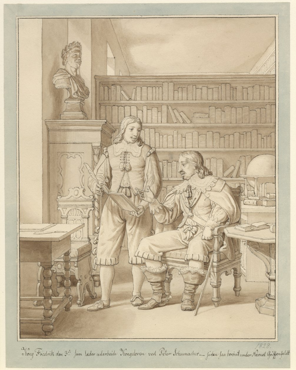 Frederik III, Peder Schumacher tarafından hazırlanan Kraliyet Yasasına sahipti. by Christoffer Wilhelm Eckersberg