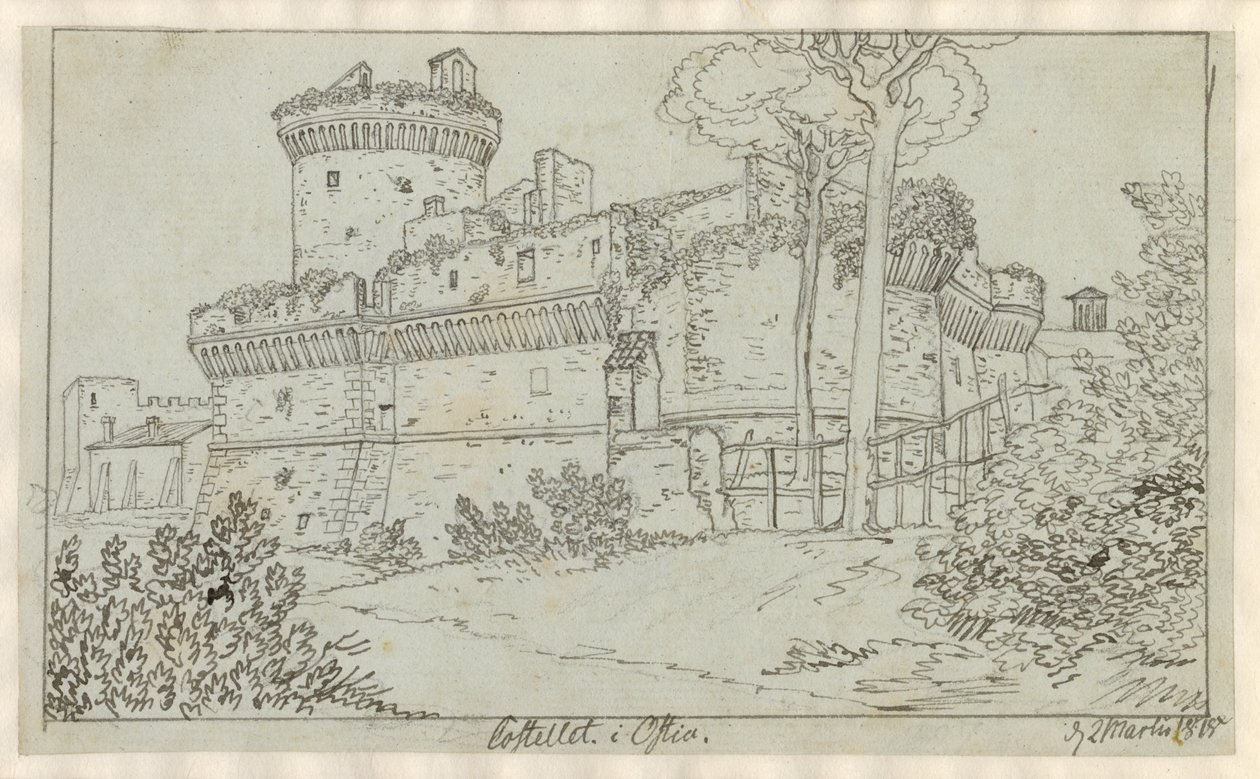 Kastellet ve Ostia. by Christoffer Wilhelm Eckersberg