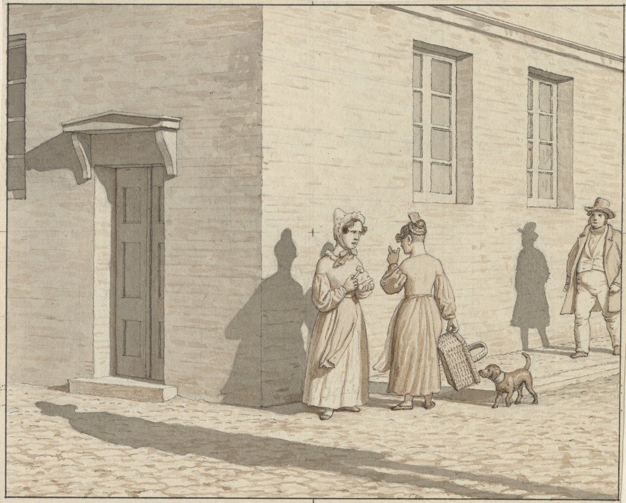 Resimde Uygulanan Doğrusal Perspektif - Levha VII, 1 - Bir Sokak Köşesi Karşılaşması by Christoffer Wilhelm Eckersberg