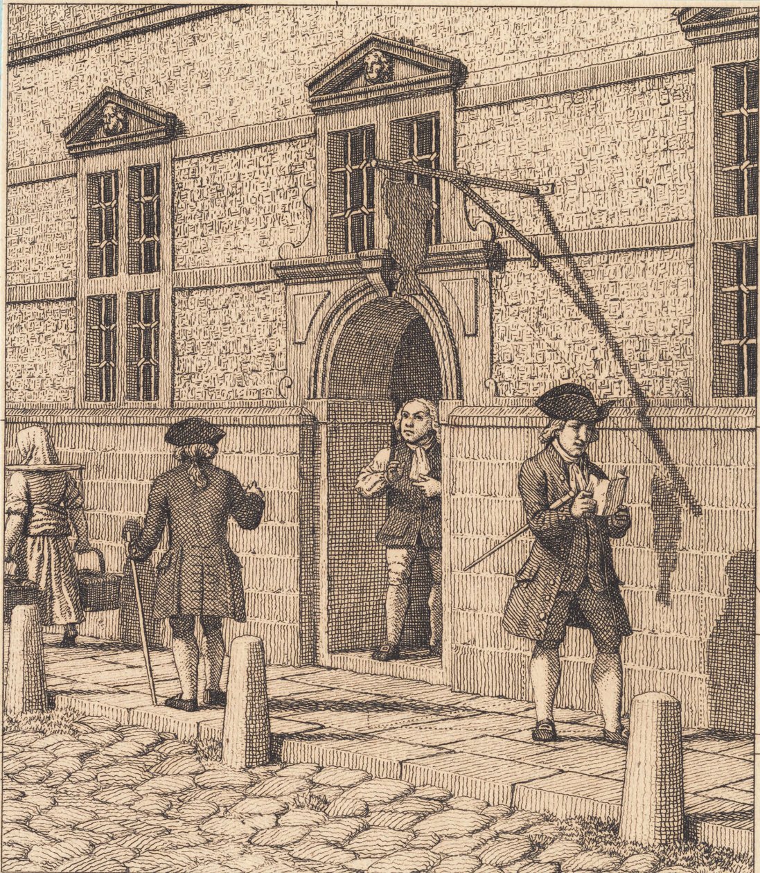 Borsanın bir portalı etrafında parti yapın. "Doğrusal Perspektif" için İllüstrasyon, Plaka VI by Christoffer Wilhelm Eckersberg