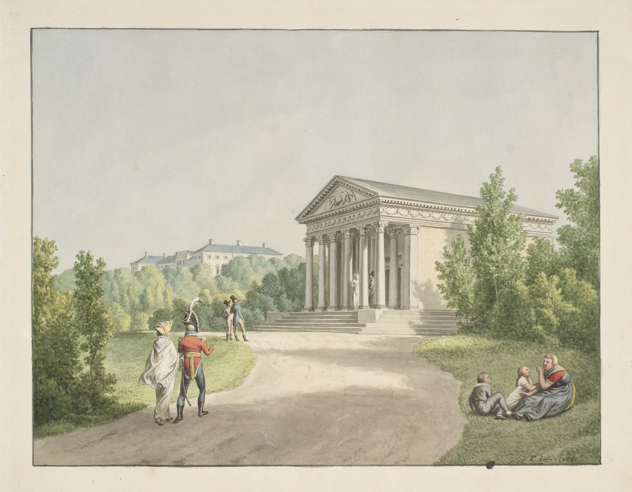 Kale ve Api tapınağının yanındaki Frederiksberg bahçesinden prospektüs by Christoffer Wilhelm Eckersberg