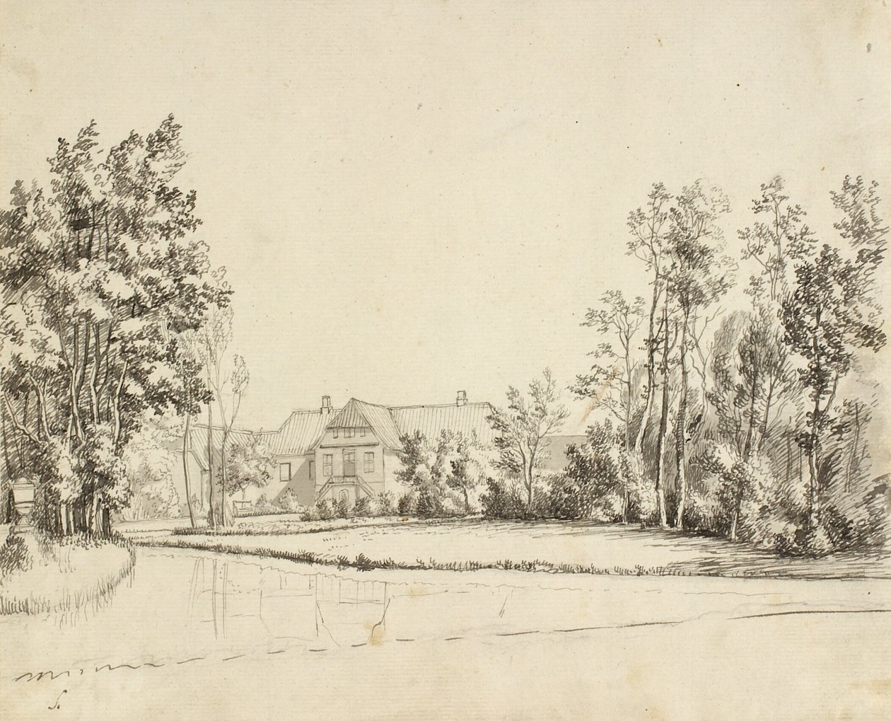 Bahçeden görülen Sanderumgaard by Christoffer Wilhelm Eckersberg