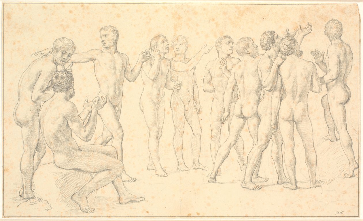 Bir grup çıplak erkeğin incelenmesi by Christoffer Wilhelm Eckersberg