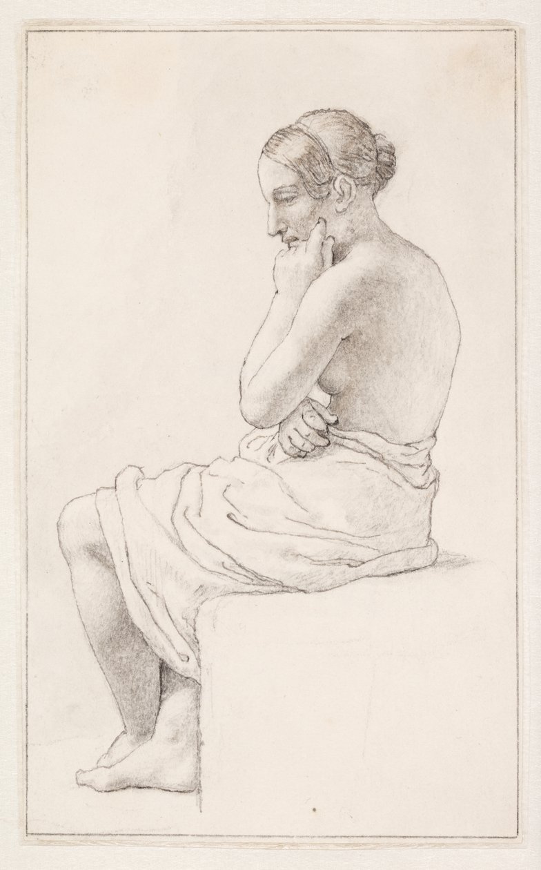 Oturan yarı çıplak bir kadının incelenmesi by Christoffer Wilhelm Eckersberg