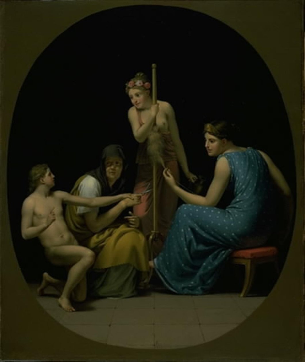 Parcae: Clotho, Lachesis ve Atropos Hayat İpliğini Eğiriyor by Christoffer Wilhelm Eckersberg
