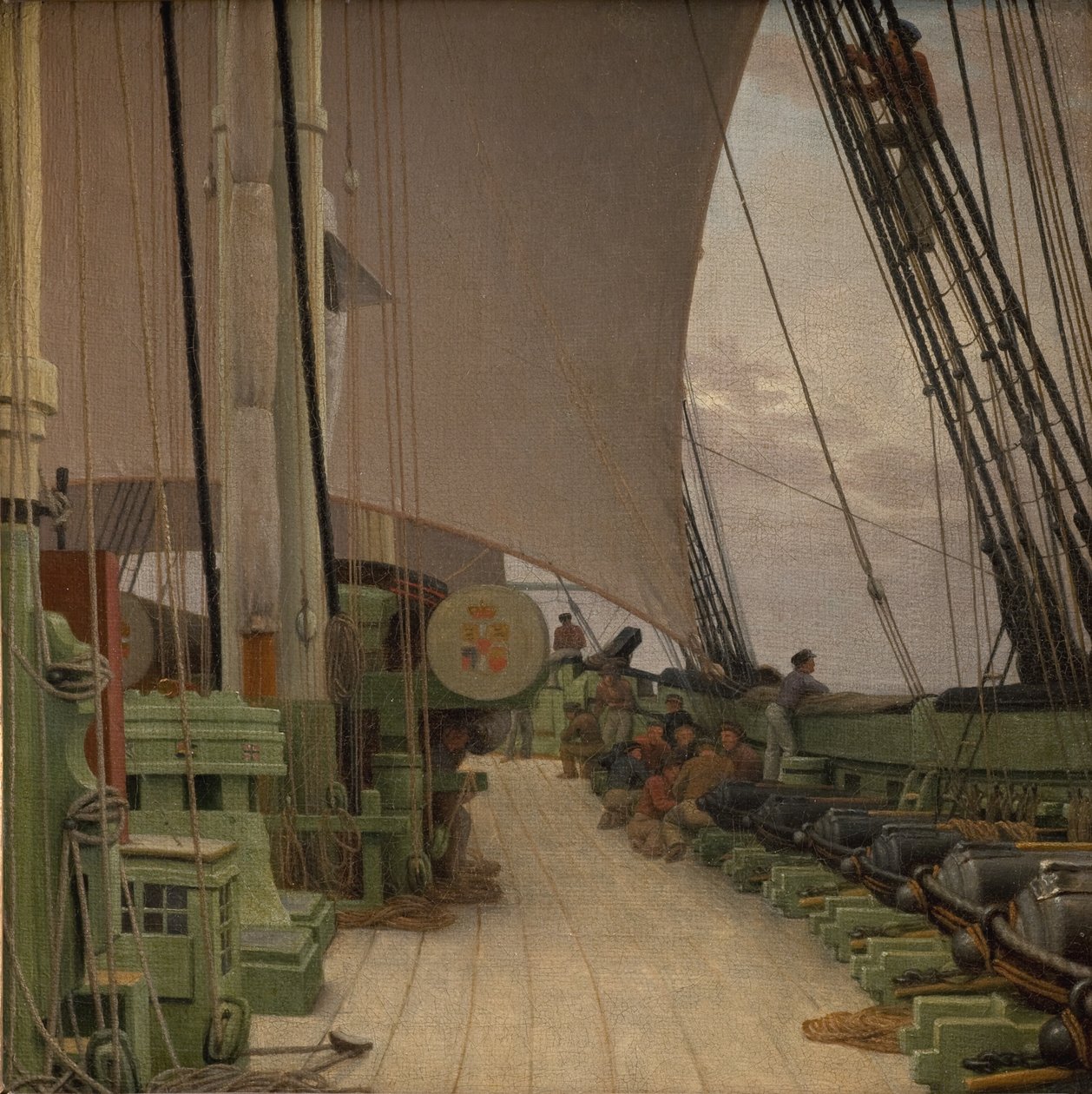 Sancak Bataryası ve Corvette "Najaden" Güvertesi by Christoffer Wilhelm Eckersberg